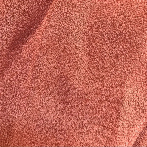 ASOS Orange Sheer Blouse Top Long Sleeve Neck Tie Smocked 14 - Picture 9 of 11